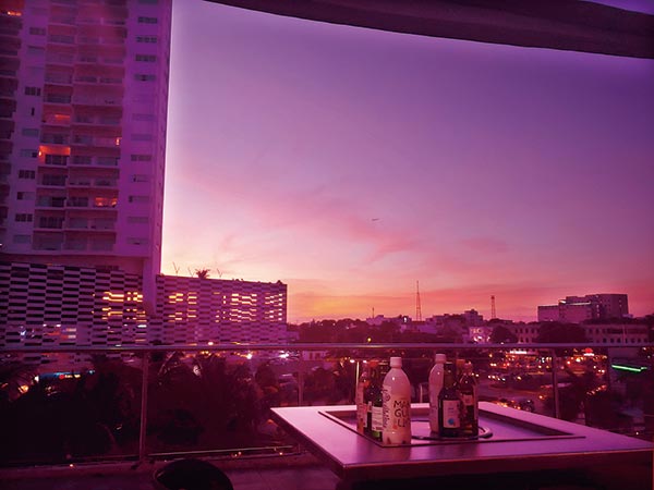 칸쿤의 한인식당 옥상에서 바라본 석양