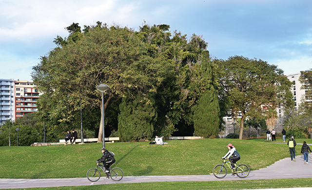 발렌시아의 랜드마크인 ‘예술과 과학의 도시’ 주변 녹지공간에는 자전거를 이용하거나 휴식을 취하는 시민들을 만날 수 있다